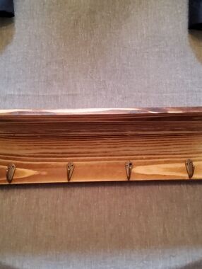 Source Unknown Wooden Wall Hook Rack in Brown and Brass